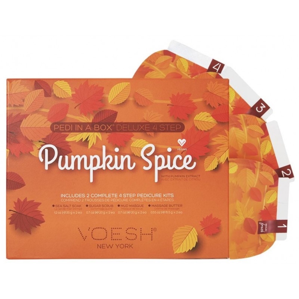 VOESH Pedi in Box Pumpkin Pie (Deluxe 4 step: soak, scrub, masque, butter)